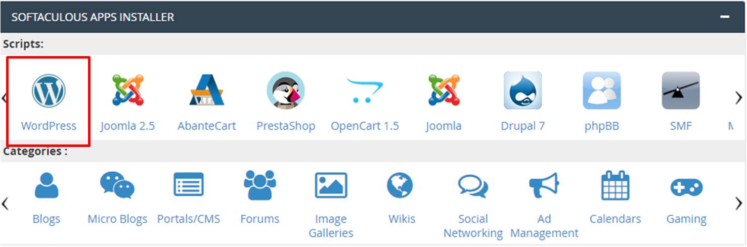 wordpress app installer cpanel